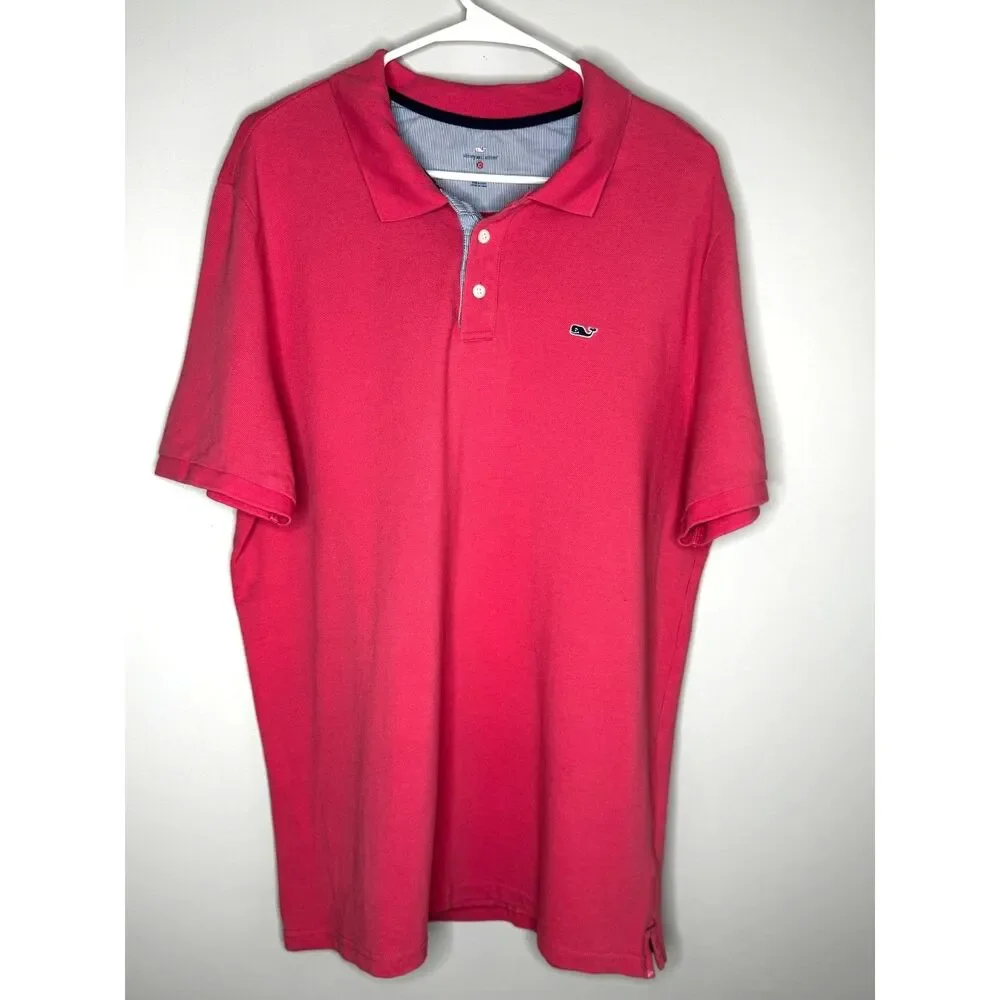 Vineyard Vines Pink Polo Shirt Whale Logo Preppy Coastal Cotton Mens L - Picture 2 of 6